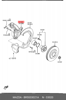Кулак поворотный R MAZDA BR5S-33-021A MAZDA BR5S33021A MAZDA
