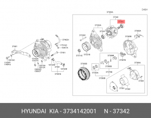 Подшипник генератора HYUNDAI Porter,Porter 2,HD120 задний OE 3734142001 HYUNDAI KIA