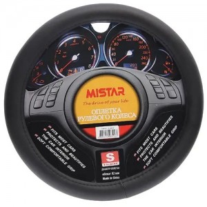 Оплетка руля (S) 34-36см черная кожа MISTAR MISLT34BBKS MISTAR