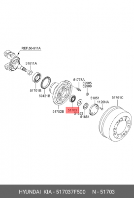 Подшипник ступицы HYUNDAI HD370 передней наружный OE 517037F500 HYUNDAI KIA