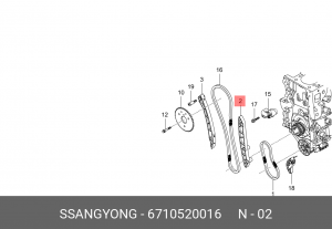 Успокоитель цепи ГРМ SSANGYONG Actyon (10-),Actyon Sport (12-),Rexton (12-) (D20 6710520016 SSANG YONG