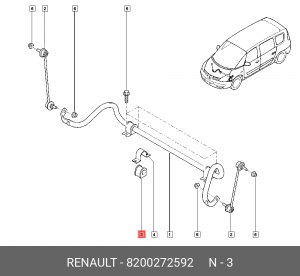 втулка стабилизатора переднего!\ Renault Espace 1.9/2.0/3.0/3.5 02> 8200272592 RENAULT