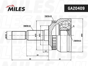 ШРУС наружный SAAB 900/9-3 93-03 (с ABS) (GKN 302459) GA20409 GA20409 MILES