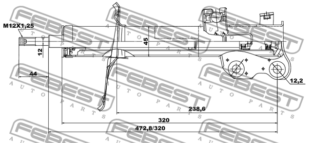Амортизатор передн левый NISSAN ALMERA N16 02666690FL 02666690FL FEBEST