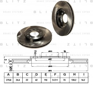 Диск тормозной передний вентилируемый OPEL Astra/Zafira 98- BS0158 BS0158 BLITZ