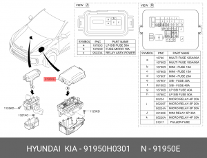 ПЛАСТИКОВЫЕ ИЗДЕЛИЯ ДЛЯ ЛЕГКОВЫХ АВТОМОБИЛЕЙ , НОВЫЕ (НЕ БУ) 91950-H0301 91950H0301 HYUNDAI KIA