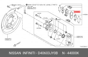 Колодки задние NISSAN Teana / Juke D4060-3JY0B D40603JY0B NISSAN