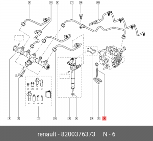 болт крепления форсунки !M8x1.25x80 \RVI 8200376373 RENAULT