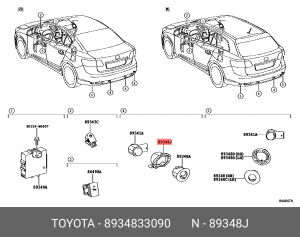 кронштейн датчика парковки!\ Toyota Corolla 06-12/Estima 08-16/Land Cruiser 07>/ 89348-33090 TOYOTA