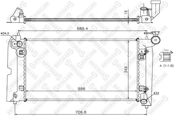 радиатор системы охлаждения! АКПП\ Toyota Avensis/Corolla 1.4-1.8 02> 10-26309-SX STELLOX