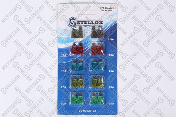 комплект предохранителей! Standart плоский 10шт = 7.5-10-15-20-30A x2\ 21-07929-SX STELLOX