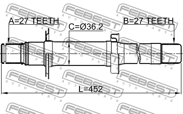 Полуось правая SSANG YONG NEW ACTYON (KORANDO C) 2010-2013 1412-ACTWD2RH 1412ACTWD2RH FEBEST