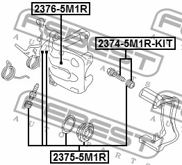 Втулка направляющая задн суппорта AUDI A3/A3 Sportback (8P) 2003-2013 2374-5M1R- 23745M1RKIT FEBEST