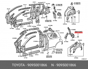Заглушка кузова 90950-01866 90950-01866 TOYOTA