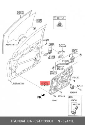 Панель HYUNDAI Sonata (06-) обивки двери передней левой OE 824713S001 HYUNDAI KIA