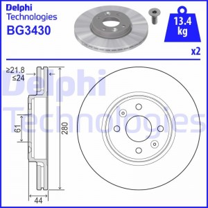 BG3430 диск тормозной передний!\ Renault Clio/Megane/Laguna 1.6-2.0/1.9D 96> BG3430 DELPHI