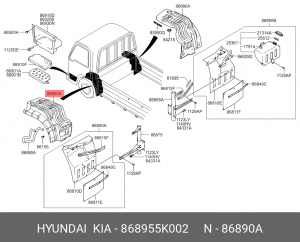 Подкрылок HYUNDAI HD65,78 ЕВРО-3 передний левый OE 868955K002 HYUNDAI KIA