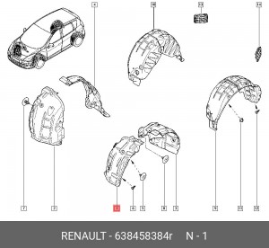 638458384R Подкрылок пер колеса пер л 638458384R RENAULT