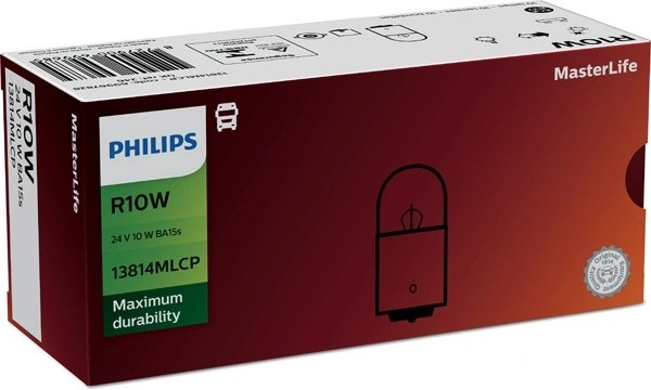 Лампа 24V R10W BA15s Master Life PHILIPS 13814MLCP PHILIPS