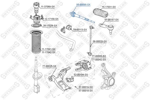 тяга рулевая!\ Honda CR-V 07> 55-00095-SX STELLOX