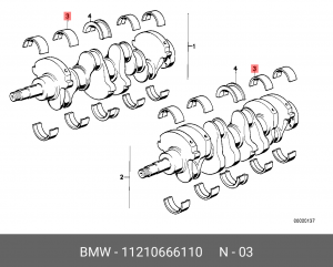 (ВКЛАДЫШ ПОДШИПНИКА ROT, 55,00MM(0)) 11 21 0 666 110 BMW
