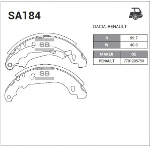 Колодки барабанные RENAULT CLIO II, LOGAN I SA184 SA184 SANGSIN