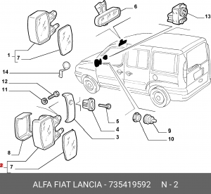 Зеркало правое механ Doblo 05->без крышки 735419592 FIAT