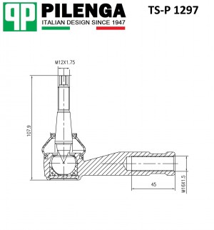 Наконечник тяги рулевой GM ASTRA, CRUZE, ORLANDO, ZAFIRA TS-P1297 TSP1297 PILENGA