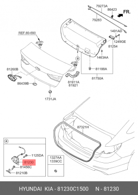Замок крышки багажника HYUNDAI Sonata (17-) OE 81230C1500 HYUNDAI KIA