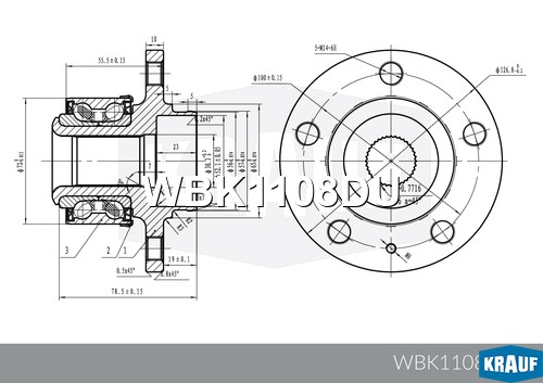 Ступица в сборе [перед, ABS, Kit] SKODA Rapid, Fabia (I,II,III), Roomster, Scala WBK1108DU KRAUF