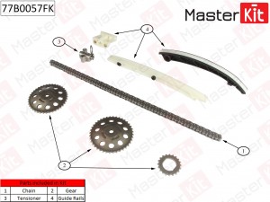 Комплект цепи ГРМ Opel Astra/Combo/Corsa/Meriva/Tigra 1.4i 90kW Z14XEP 04-11 77B 77B0057FK MASTER KIT