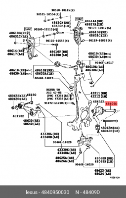 болт-эксцентрик!\ Toyota Camry V70 17>, Lexus LS460 48409-50030 TOYOTA