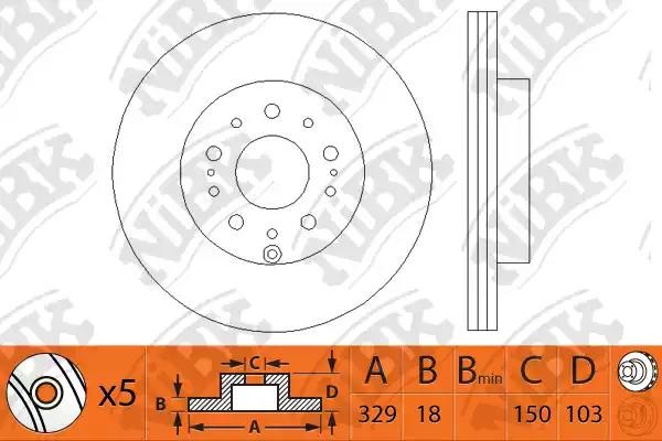Диск тормозной TOYOTA Land Cruiser (J100) задний (1шт.) NIBK RN1215 NIBK
