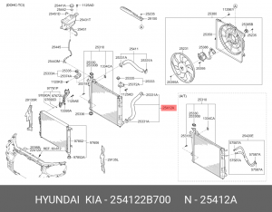 Патрубок HYUNDAI Santa Fe (09-) (TCI) радиатора нижний OE 254122B700 HYUNDAI KIA