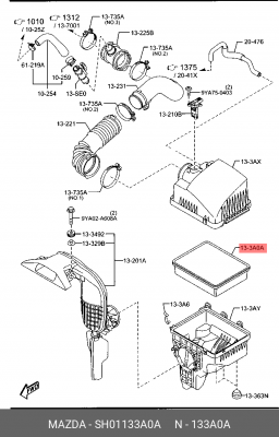 Фильтр воздушный MAZDA CX-5 (11-) OE SH01-13-3A0A MAZDA