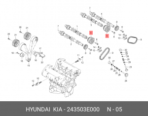 Шестерня HYUNDAI Santa Fe (06-) (2.7) распредвала впускной OE 243503E000 HYUNDAI KIA