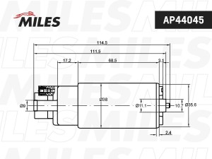 Насос топливный OPEL ASTRA G/VECTRA B/ 3bar (BOSCH 0580454140) AP44045 AP44045 MILES