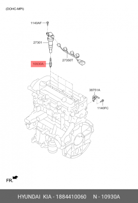 Свеча зажигания HYUNDAI i20,i30 KIA Rio (14-) OE 1884410060 HYUNDAI KIA