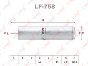 Фильтр топливный BMW 1 (F20,F21),3 (F30,F31,F34) (11-) (1.4/2.0) LYNX LF-758 LYNXAUTO