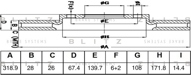 диск тормозной передний!\ Toyota Hi-Lux PickUp 2.5D/3.5D 05> BS0671 BLITZ