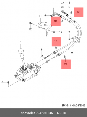 Шайба стопорная DAEWOO Matiz (98-05) троса КПП OE 94535136 GENERAL MOTORS