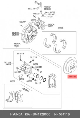 Диск тормозной HYUNDAI Santa Fe (06-) задний (1шт.) OE 58411-2B000 HYUNDAI KIA
