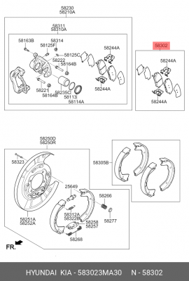 КОЛОДКИ ТОРМОЗНЫЕ ЗАДНИЕ 583023MA30 MOBIS