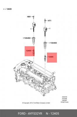 Свеча зажигания 2.3 Duratec-HE Mondeo (2008 -...) AYSF32YPC иридиевая (минимум 4 AYFS-32Y-R FORD