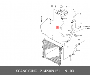 Шланг SSANGYONG Actyon (06-),Kyron (05-),Actyon Sports (06-) (D20) бачка расшири 2142309121 SSANG YONG
