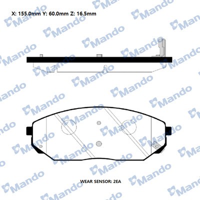 Колодки тормозные KIA Sorento (02-) передние (4шт.) MANDO MPK20 MANDO