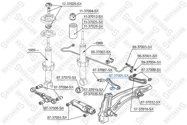 сайлентблок зад. рычага наружн.!\ Honda Civic all 87-01/CR-V 2.0 16V 95> 87-37005-SX STELLOX