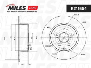 Диск тормозной (серия PRO с антикоррозионным покрытием) TOYOTA MARK/CHASER/CRESS K211654 MILES