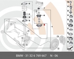 Проставка пружины BMW 3 (E46) передней верхняя ОЕ 31 32 6 769 667 BMW