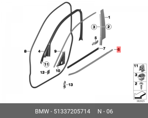 51337205714 Защитный молдинг шахты П Пд Наруж 51 33 7 205 714 BMW